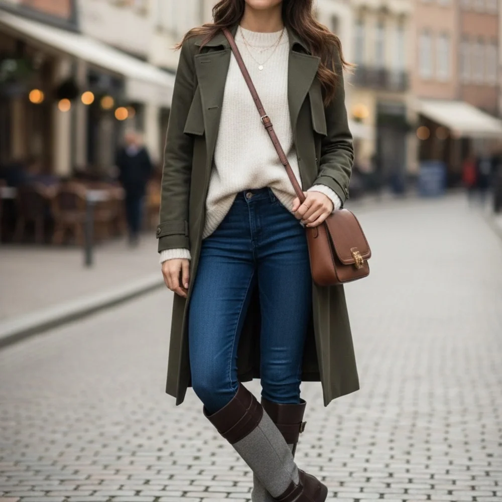Kohl's Elegant Brown and Gray Over the Knee Boots